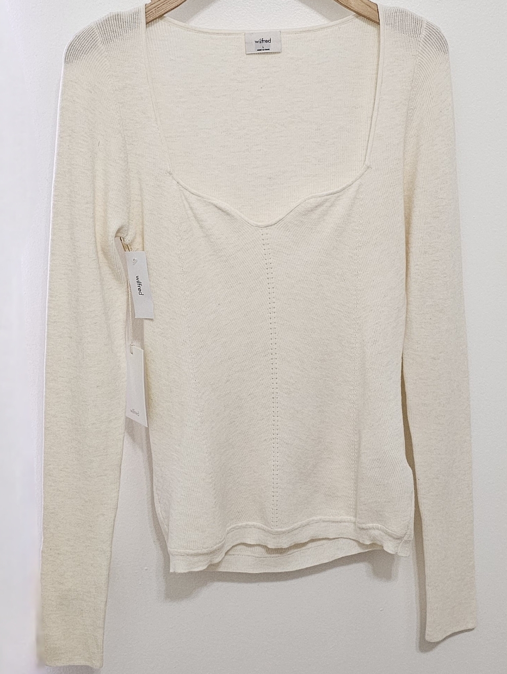 Aritzia Wilfred Heather Birch Tuscany Long Sleeve Knit Top - Picture 5 of 16